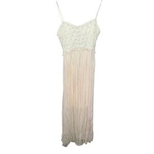 Marineblu Cream Crinkle Lightweight Maxi Dress Size L